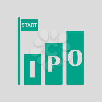 Ipo Icon. Green on Gray Background. Vector Illustration.