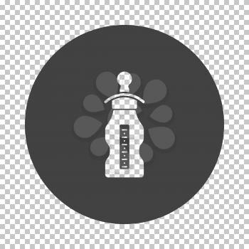 Baby bottle icon. Subtract stencil design on tranparency grid. Vector illustration.