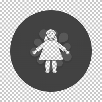 Doll toy icon. Subtract stencil design on tranparency grid. Vector illustration.