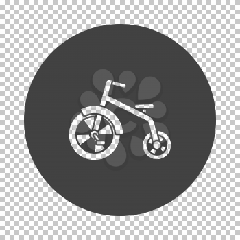 Baby trike icon. Subtract stencil design on tranparency grid. Vector illustration.
