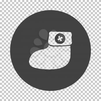 Baby bootie icon. Subtract stencil design on tranparency grid. Vector illustration.