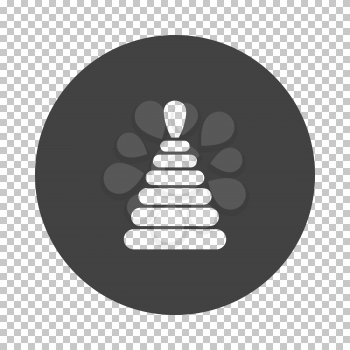 Pyramid toy icon. Subtract stencil design on tranparency grid. Vector illustration.
