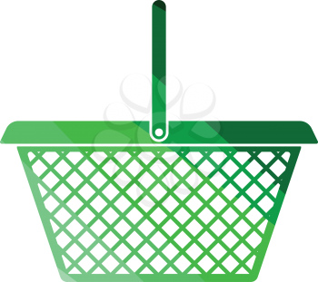 Supermarket shoping basket icon. Flat color design. Vector illustration.