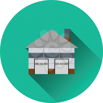 Warehouse logistic concept icon. Flat color with shadow design. Vector illustration.