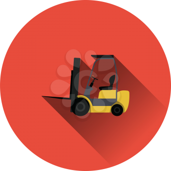 Warehouse forklift icon. Flat color with shadow design. Vector illustration.
