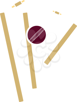 Cricket wicket icon. Flat color stencil design. Vector illustration.