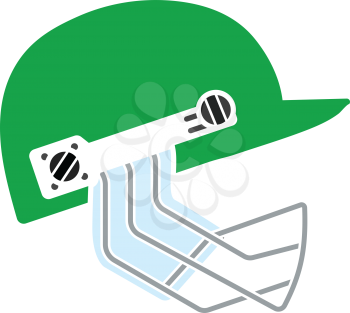 Cricket helmet icon. Flat color stencil design. Vector illustration.