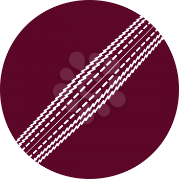 Cricket ball icon. Flat color stencil design. Vector illustration.