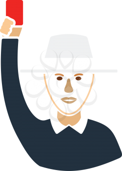 Cricket umpire with hand holding card icon. Flat color stencil design. Vector illustration.