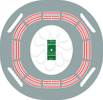 Cricket stadium icon. Flat color stencil design. Vector illustration.