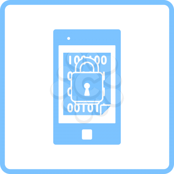 Mobile Security Icon. Blue Frame Design. Vector Illustration.
