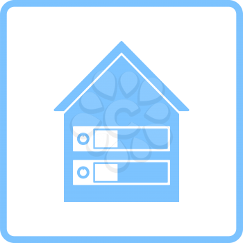 Datacenter Icon. Blue Frame Design. Vector Illustration.