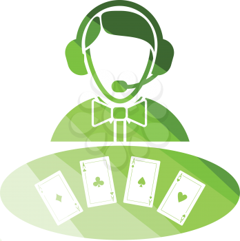 Casino dealer icon. Flat color design. Vector illustration.