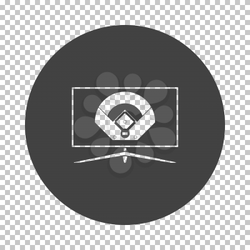 Baseball tv translation icon. Subtract stencil design on tranparency grid. Vector illustration.