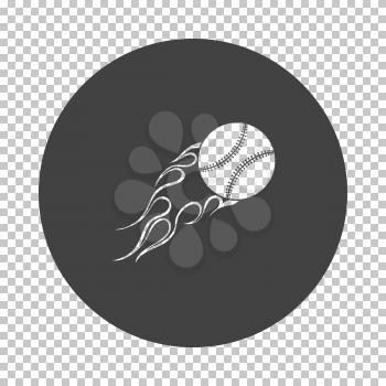 Baseball fire ball icon. Subtract stencil design on tranparency grid. Vector illustration.