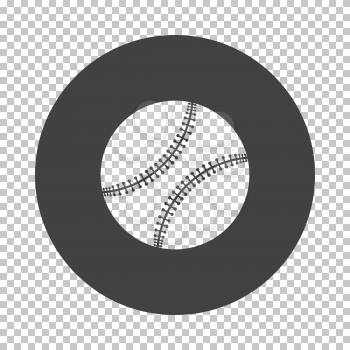 Baseball ball icon. Subtract stencil design on tranparency grid. Vector illustration.