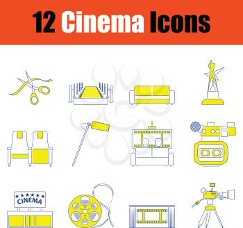Cinema icon set. Thin line design. Vector illustration.