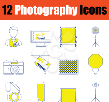Photography icon set. Thin line design. Vector illustration.