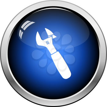 Adjustable wrench  icon. Glossy Button Design. Vector Illustration.