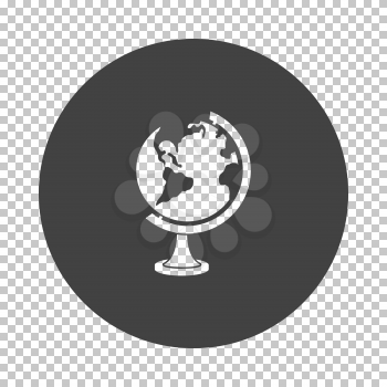Globe icon. Subtract stencil design on tranparency grid. Vector illustration.