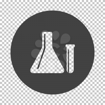 Chemical bulbs icon. Subtract stencil design on tranparency grid. Vector illustration.