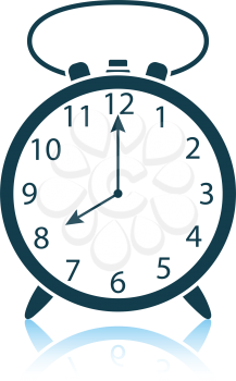 Alarm clock icon. Shadow reflection design. Vector illustration.