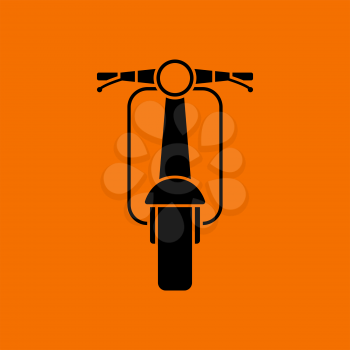 Scooter icon front view. Black on Orange background. Vector illustration.