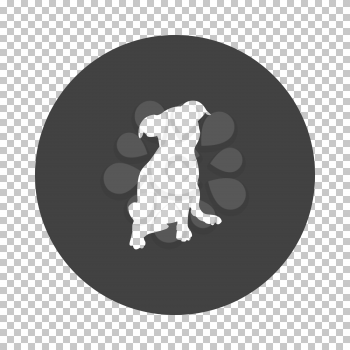 Puppy icon. Subtract stencil design on tranparency grid. Vector illustration.