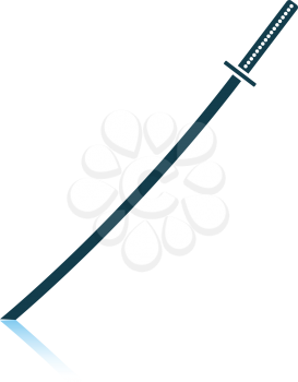 Japanese sword icon. Shadow reflection design. Vector illustration.