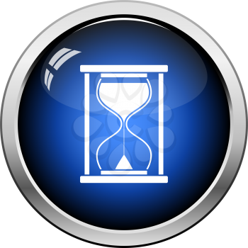 Hourglass Icon. Glossy Button Design. Vector Illustration.