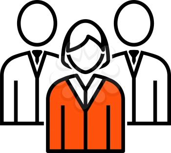 Corporate Team Icon. Thin Line With Orange Fill Design. Vector Illustration.