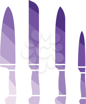 Kitchen knife set icon. Flat color design. Vector illustration.