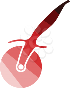 Pizza roll knife icon. Flat color design. Vector illustration.