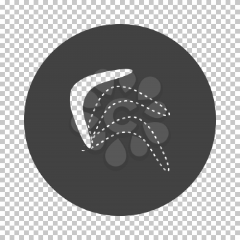 Boomerang  icon. Subtract stencil design on tranparency grid. Vector illustration.