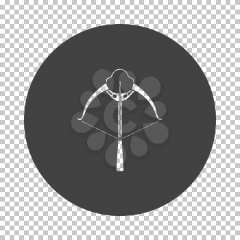 Crossbow icon. Subtract stencil design on tranparency grid. Vector illustration.