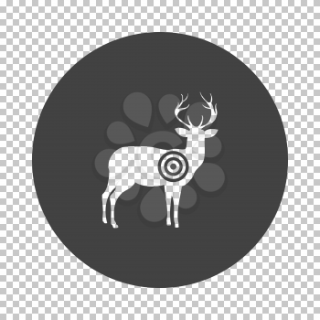 Deer silhouette with target  icon. Subtract stencil design on tranparency grid. Vector illustration.