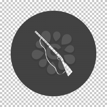 Hunting gun icon. Subtract stencil design on tranparency grid. Vector illustration.
