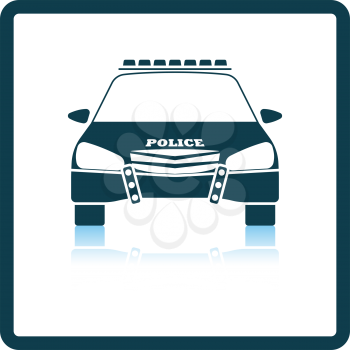 Police icon front view. Square Shadow Reflection Design. Vector Illustration.