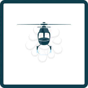 Helicopter icon front view. Square Shadow Reflection Design. Vector Illustration.