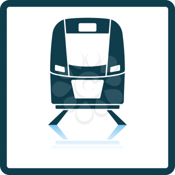 Train icon front view. Square Shadow Reflection Design. Vector Illustration.