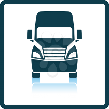 Truck icon front view. Square Shadow Reflection Design. Vector Illustration.