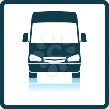 Van icon front view. Square Shadow Reflection Design. Vector Illustration.