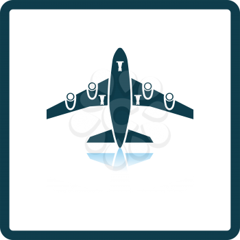 Airplane takeoff icon front view. Square Shadow Reflection Design. Vector Illustration.