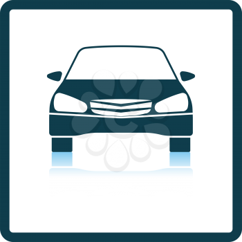 Sedan car icon front view. Square Shadow Reflection Design. Vector Illustration.