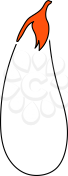 Eggplant Icon. Thin Line With Orange Fill Design. Vector Illustration.