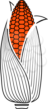 Corn Icon. Thin Line With Orange Fill Design. Vector Illustration.