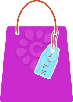 Shopping Bag With Sale Tag Icon. Flat Color Design. Vector Illustration.