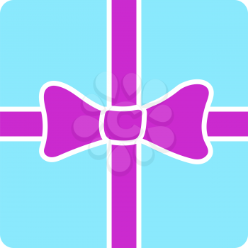 Gift Box With Ribbon Icon. Flat Color Design. Vector Illustration.
