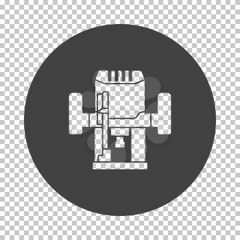Plunger milling cutter icon. Subtract stencil design on tranparency grid. Vector illustration.