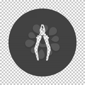 Pliers tool icon. Subtract stencil design on tranparency grid. Vector illustration.